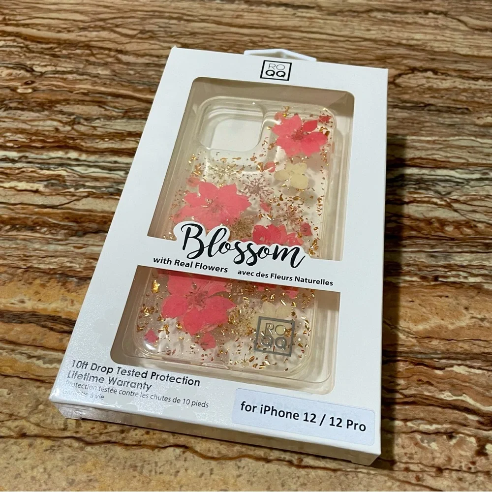 Pink Floral Phonecase Protective Shell Compatible with Apple iPhone 12/12 Pro